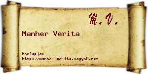 Manher Verita névjegykártya